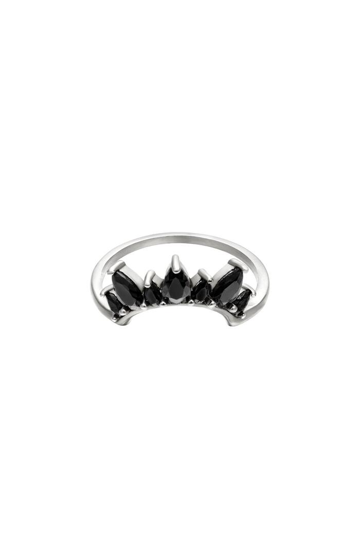 Stainless Steel Crown Ring Zircon Silver 16 
