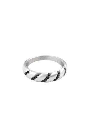 Ring zircon swirl Silver Stainless Steel 16 h5 