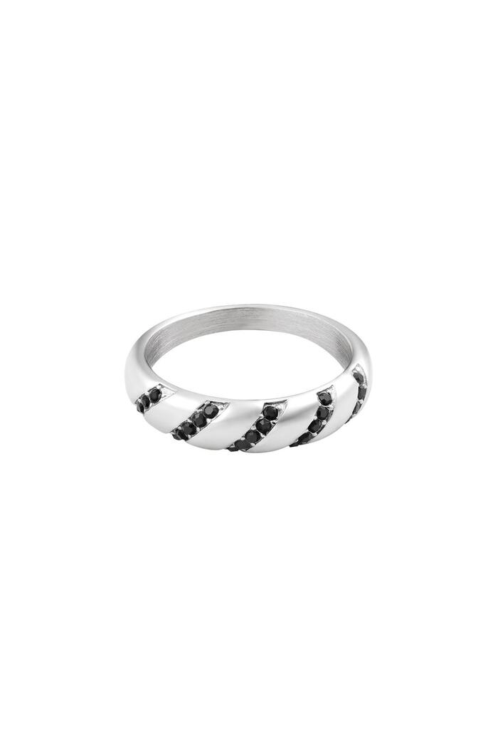 Ring zircon swirl Silver Stainless Steel 18 