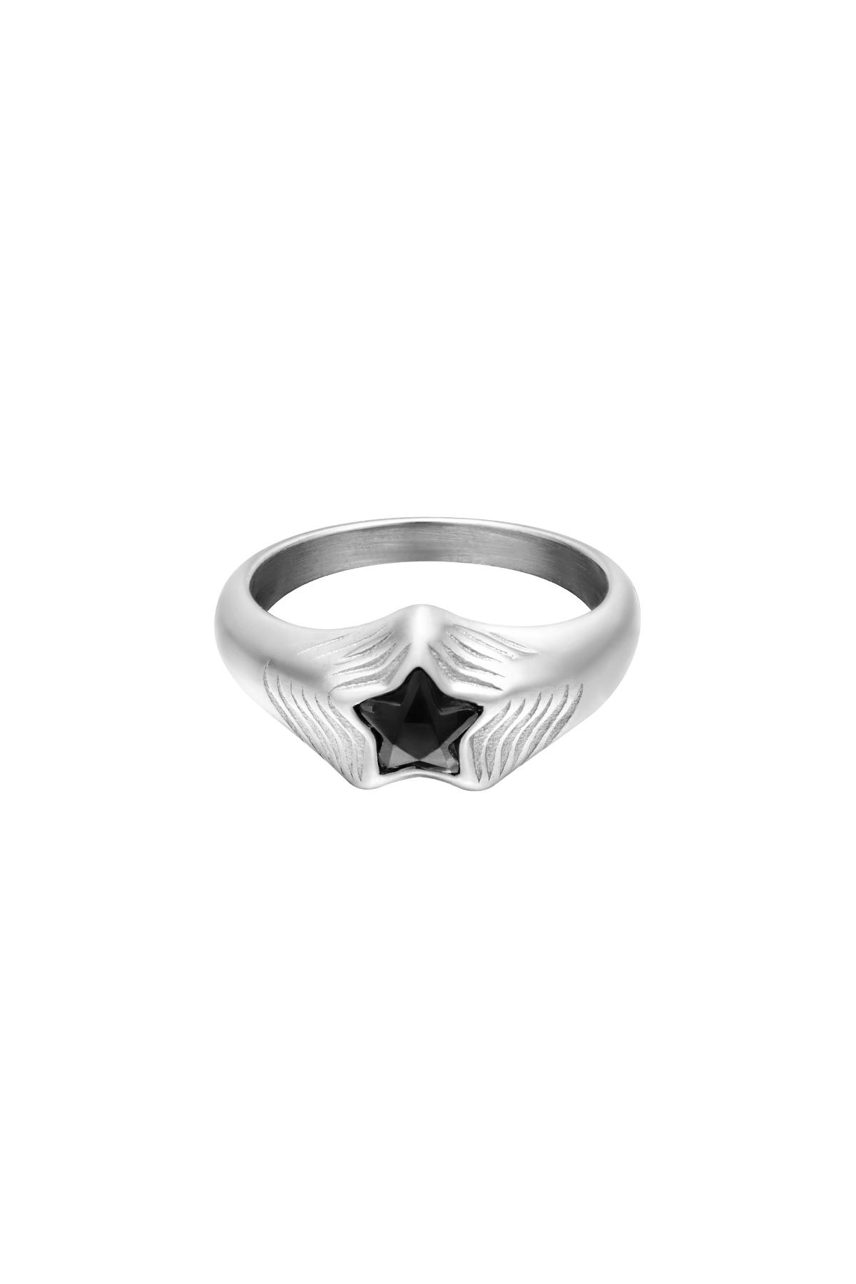 Ring zircon star Silver Color Stainless Steel 16