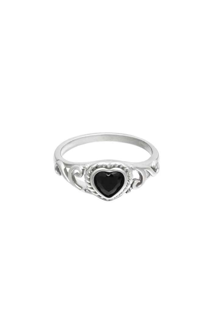 Stainless steel ring with zircon stone heart Silver 16 