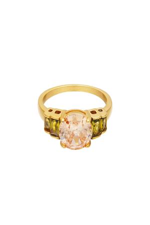 Statement ring with round zircon stone Gold Stainless Steel 16 h5 