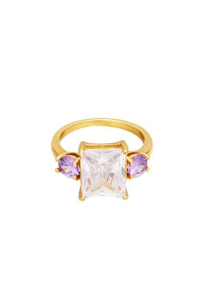 Statement ring with big zircon stone Gold Stainless Steel 16 h5 