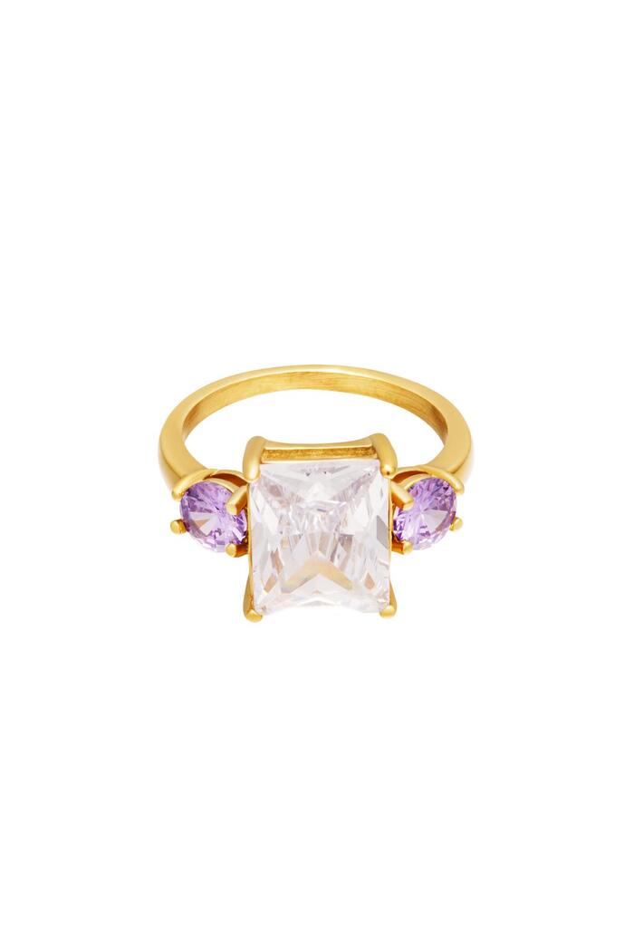 Statement ring with big zircon stone Gold Stainless Steel 16 