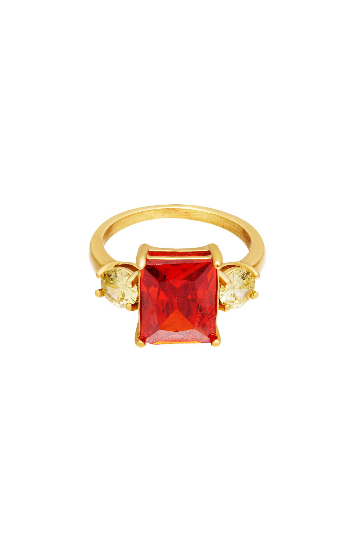 Statement ring with big zircon stone Red Stainless Steel 16