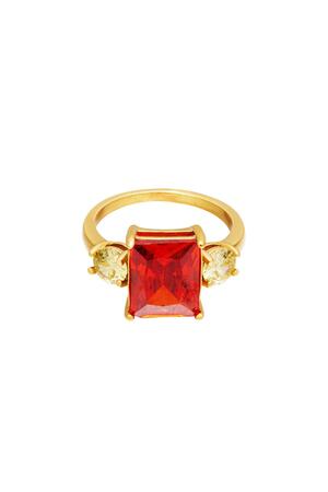 Statement ring with big zircon stone Red Stainless Steel 16 h5 
