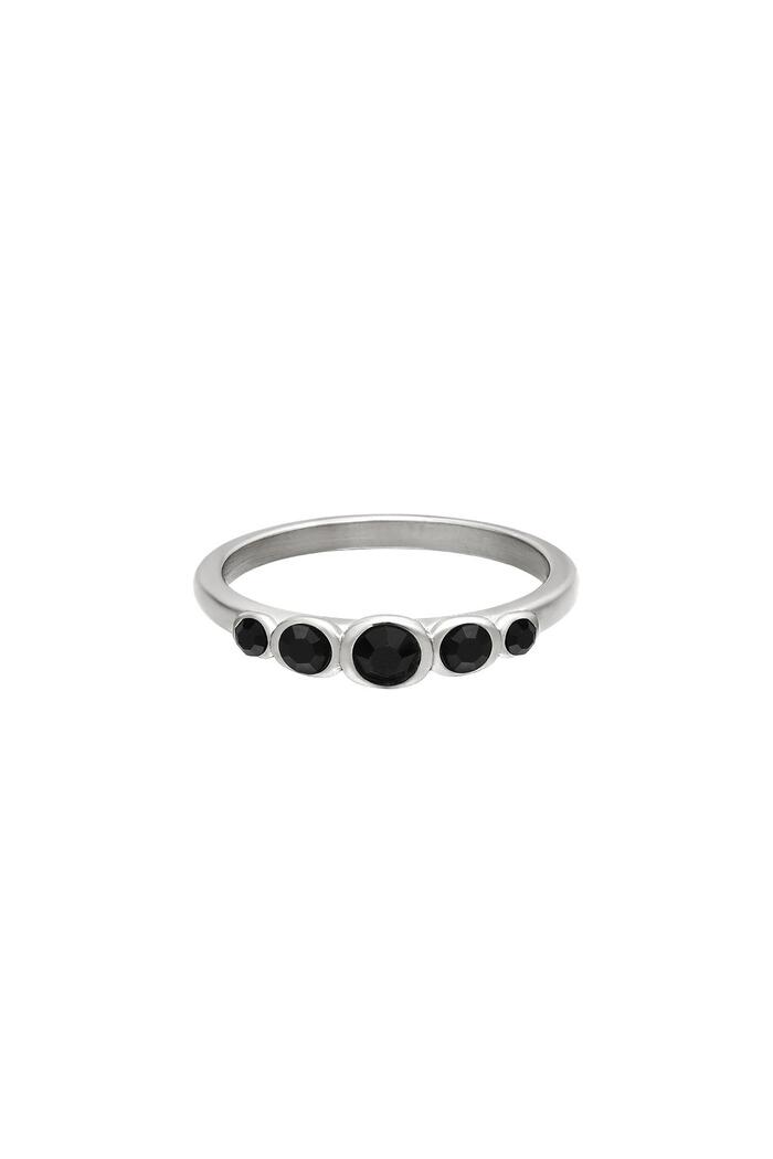 Stainless steel ring zircon shine Black 16 