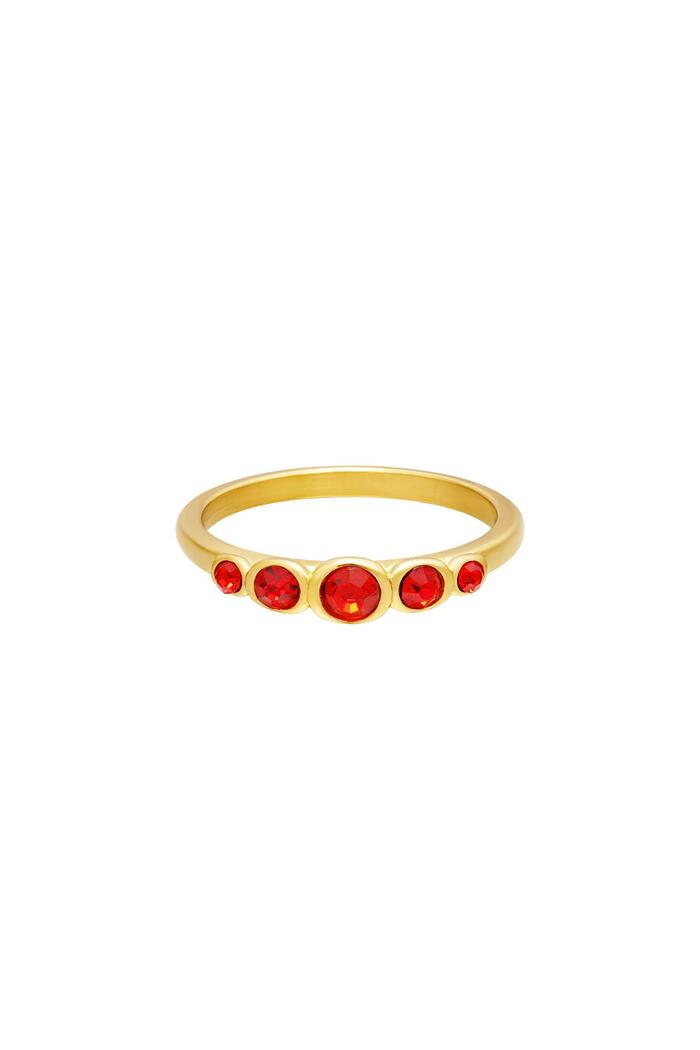 Stainless steel ring zircon shine Red 16 