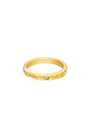 Ring mit Zirkoniastein und Zebrastreifen Gold Edelstahl 16 h5 