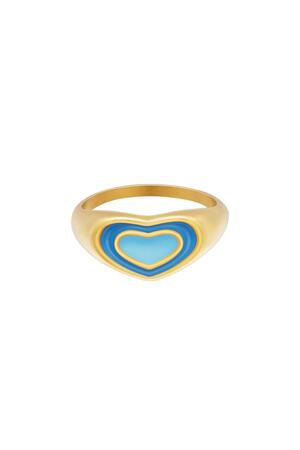 Corazón de anillo de sello Azul Acero inoxidable 18 h5 