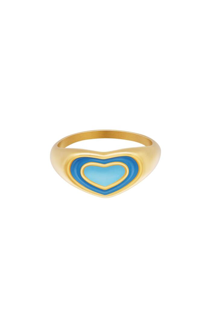 Seal ring heart Blue Stainless Steel 17 