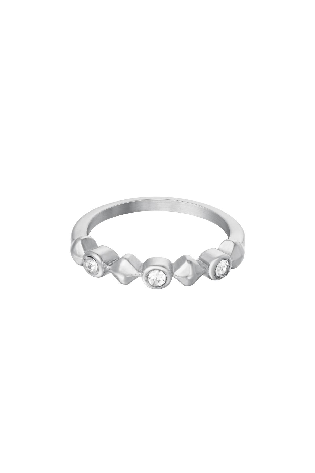 Edelstahlring mit Zirkondetails Silber 16