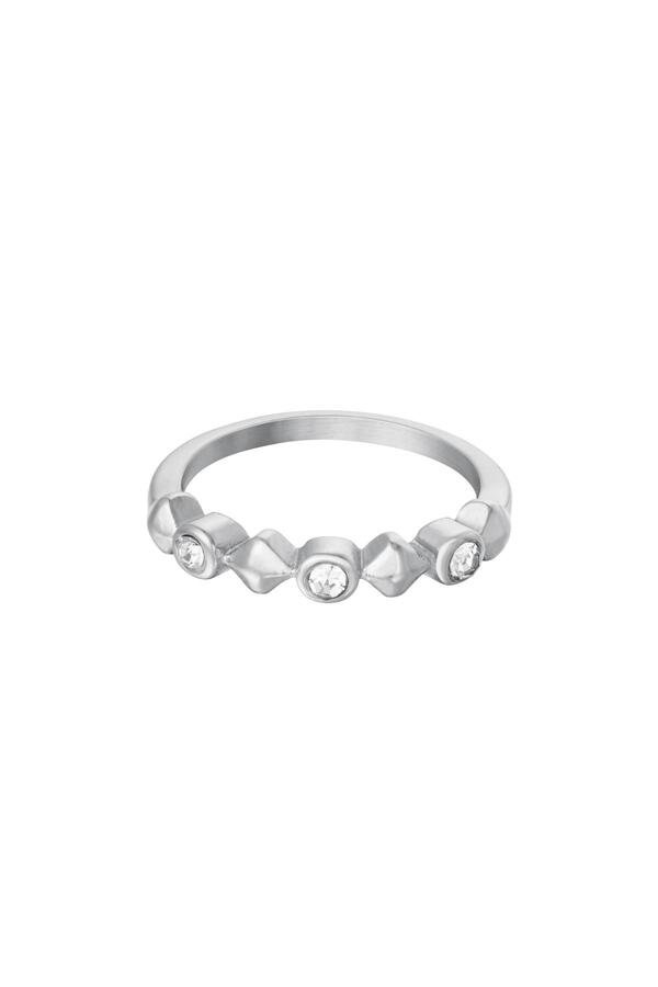 Roestvrijstalen ring met details van zirkoon Zilver Stainless Steel 16