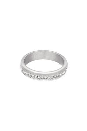 RVS ring met kleine zirkonia steentjes Zilver Stainless Steel 16 h5 