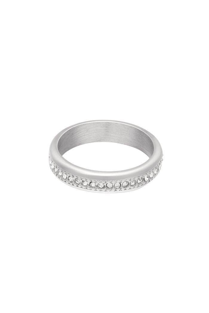 RVS ring met kleine zirkonia steentjes Zilver Stainless Steel 16 