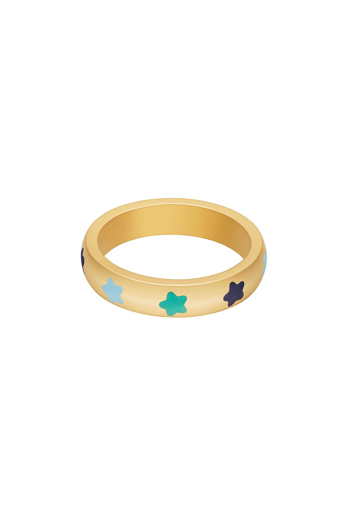 Ring colored stars Blue Stainless Steel 18 