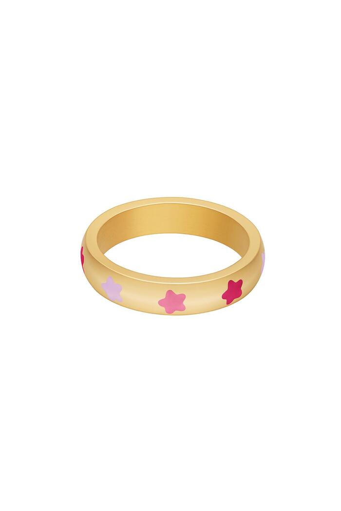 Ring colored stars Pink Stainless Steel 18 