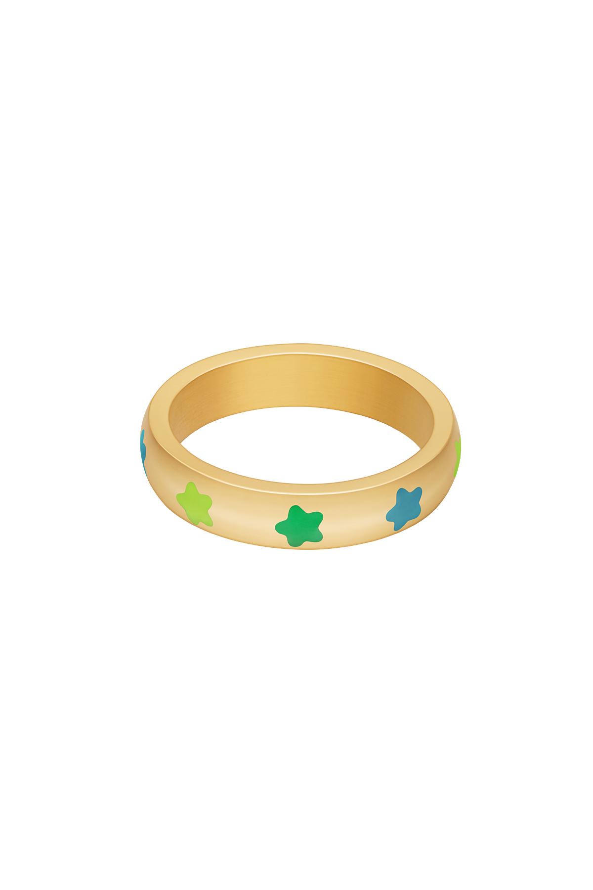 Ring colored stars Green Stainless Steel 18