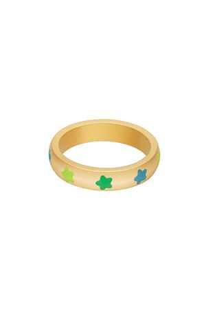 Ring colored stars Green Stainless Steel 18 h5 