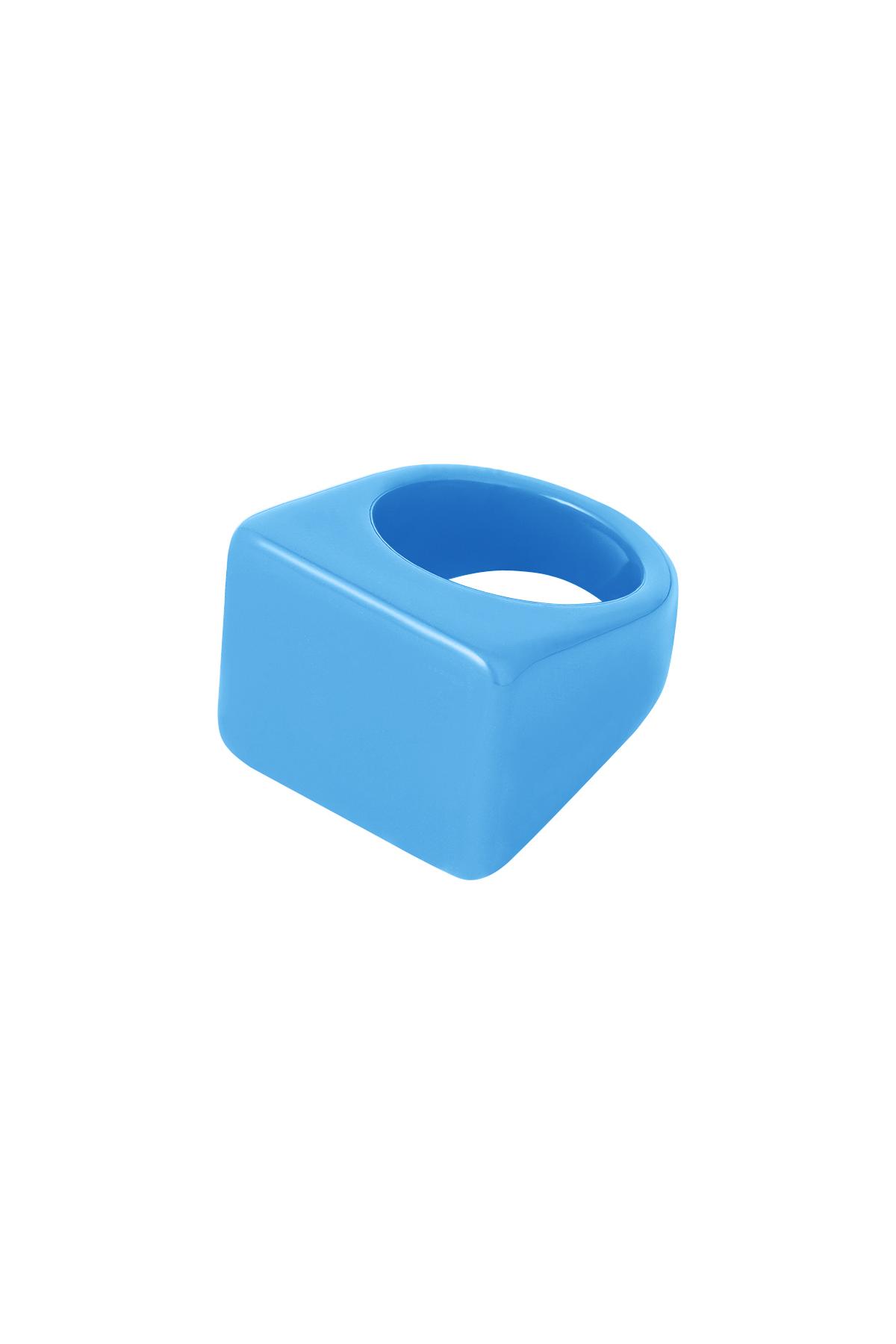 Poly resin ring square Blue 18