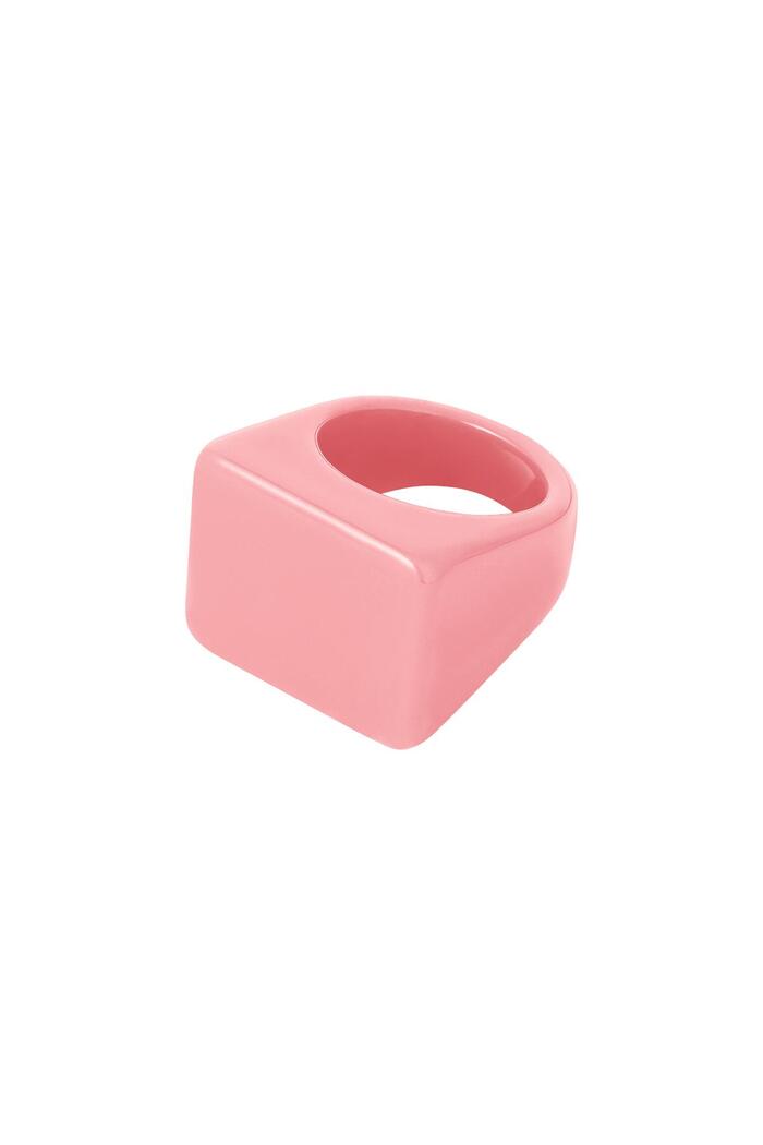 Anello quadrato in poliresina Pale Pink 18 