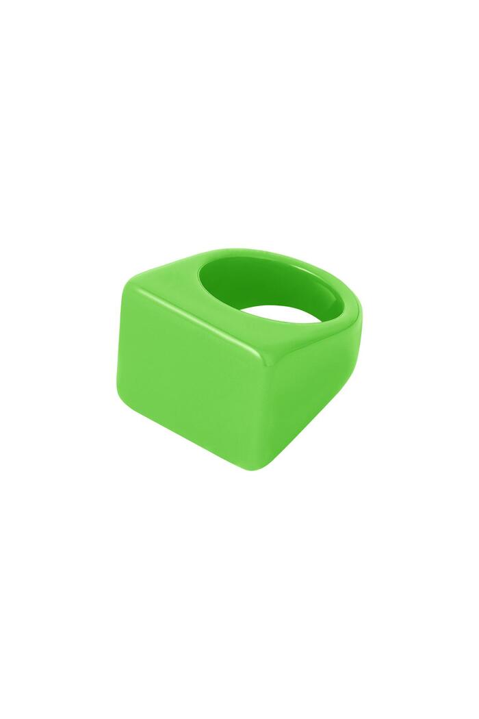 Cuadrado de anillo de poliresina Verde 18 
