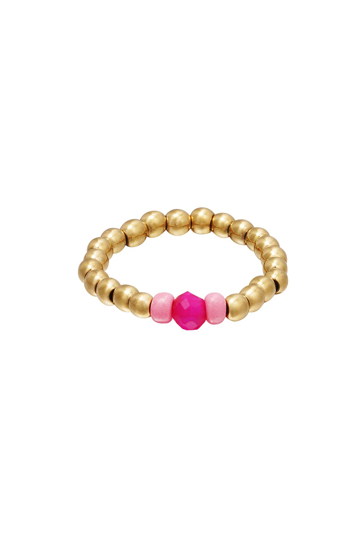 Beaded toe ring Pink & Gold Color Hematite 14 2