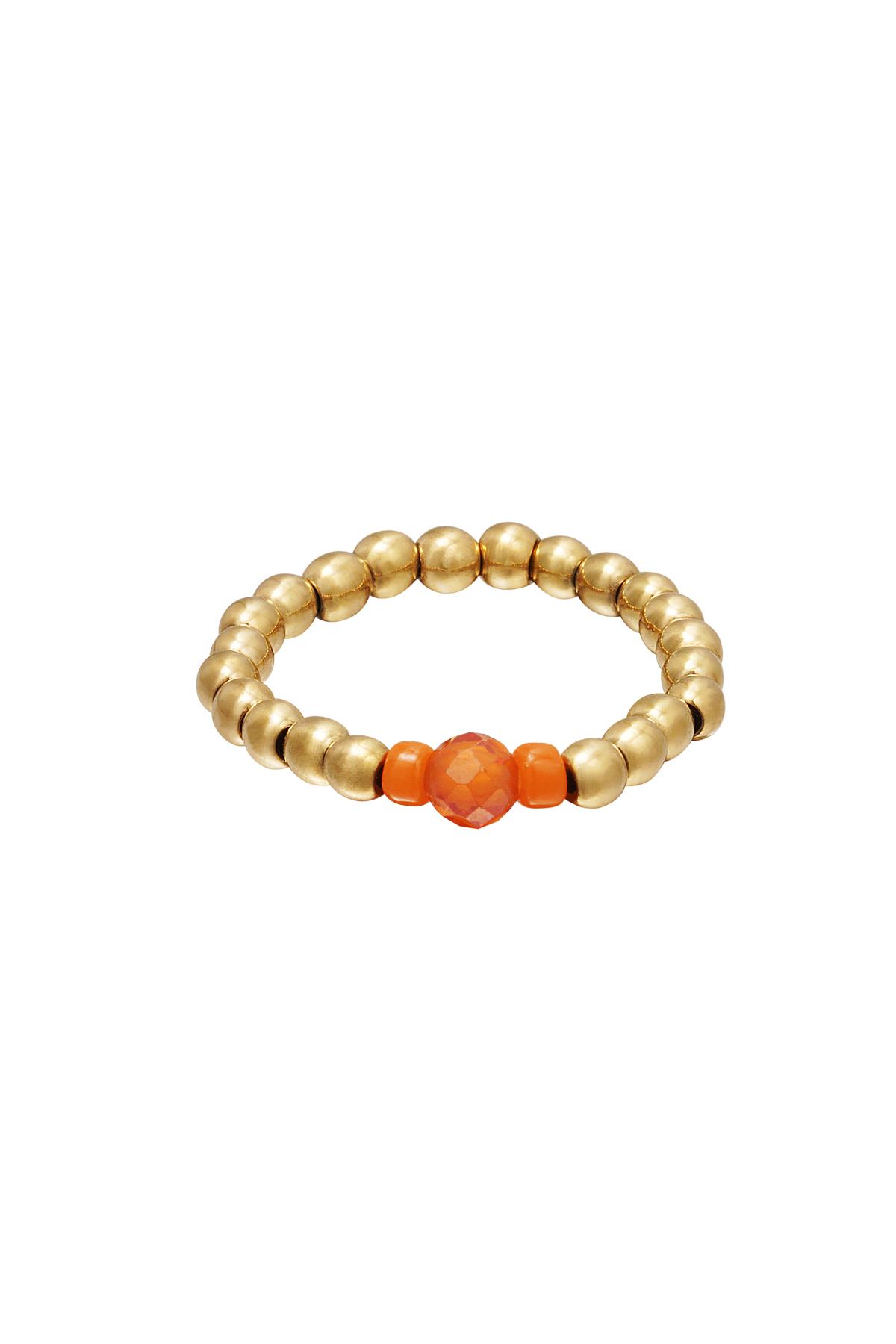 Beaded toe ring Orange & Gold Color Hematite 14 2