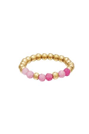 Beaded toe ring Pink & Gold Hematite 14 h5 