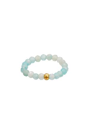 Toe ring with stone beads Blue & Gold 14 h5 