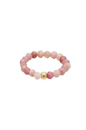 Toe ring with stone beads Pink & Gold 14 h5 