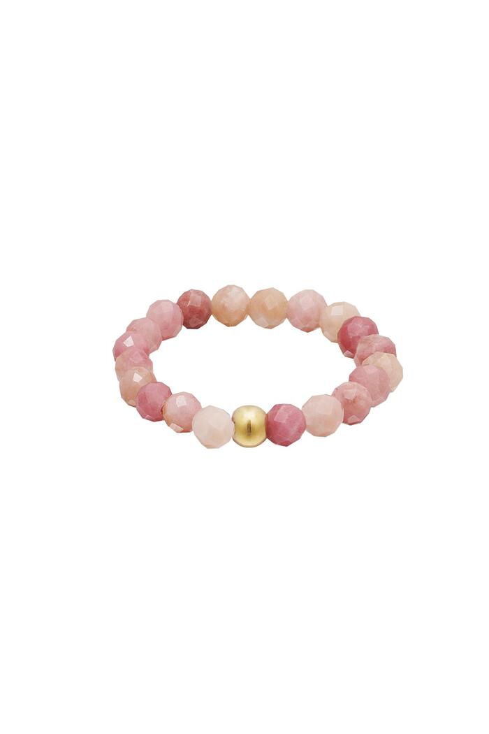 Toe ring with stone beads Pink & Gold 14 