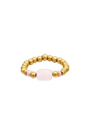 Teenring gekleurde steen Pink & Gold Hematiet 14 h5 