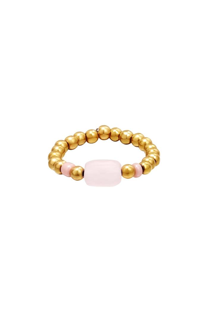 Teenring gekleurde steen Pink & Gold Hematiet 14 