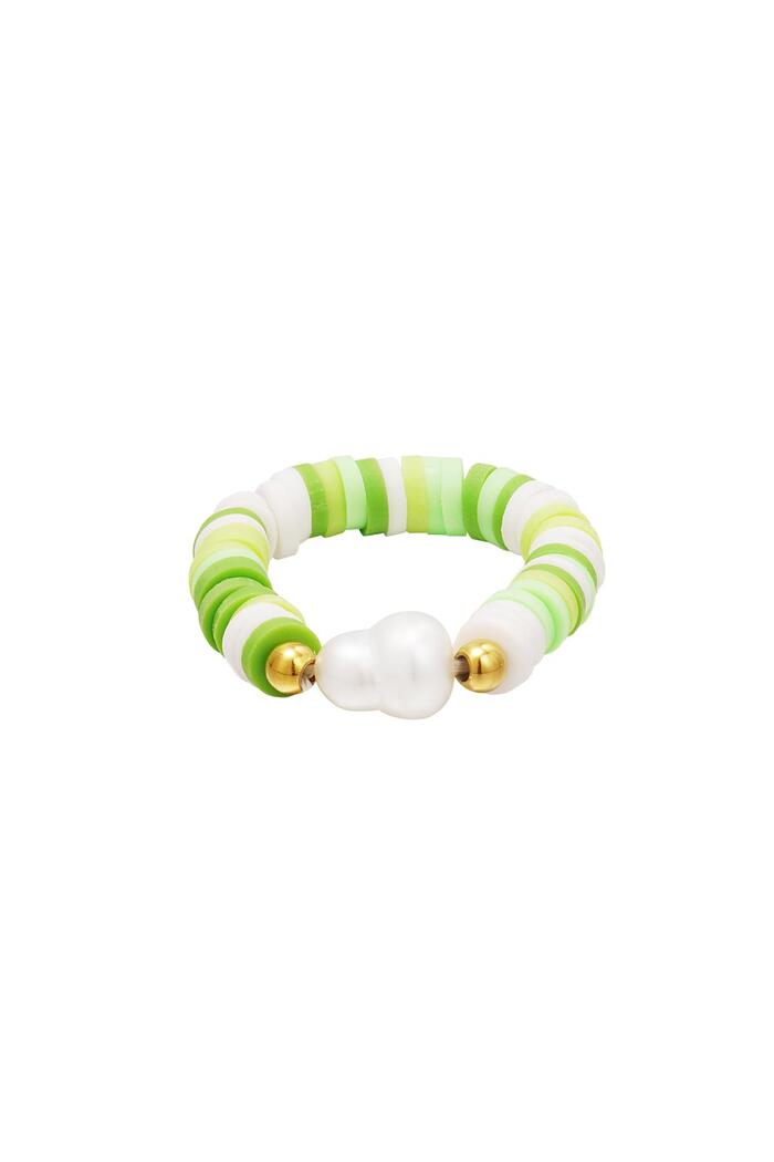 Colourful pearls ring - #summergirls collection Green polymer clay 17 