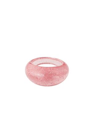 Poly resin ring sparkle Pink 18 h5 