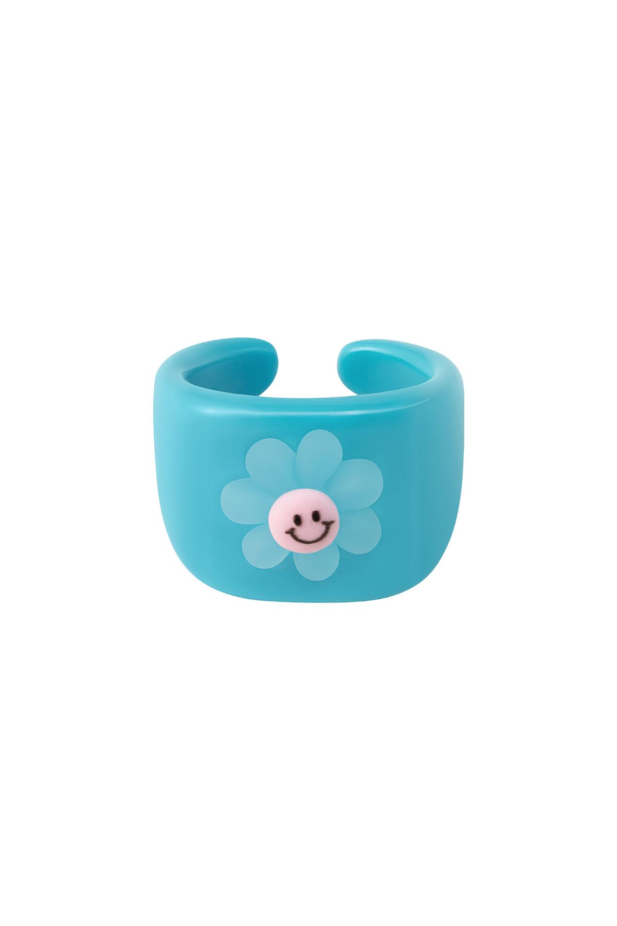 Flower candy ring Blue Resin One size