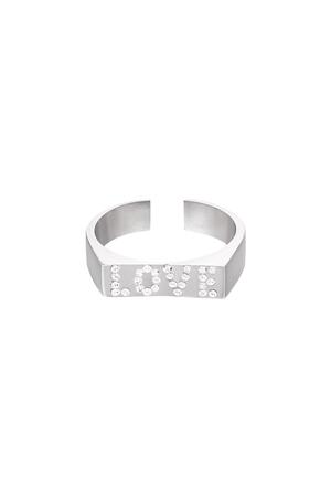 Ring strass love Zilver Stainless Steel One size h5 