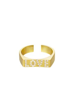 Ring strass love Goud Stainless Steel One size h5 