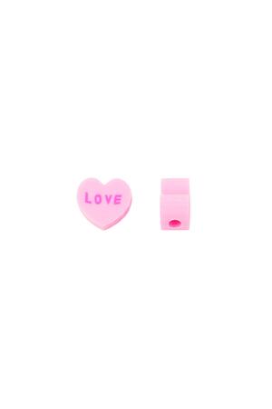 Polimer boncuklar Aşk kalpleri Pink polymer clay h5 