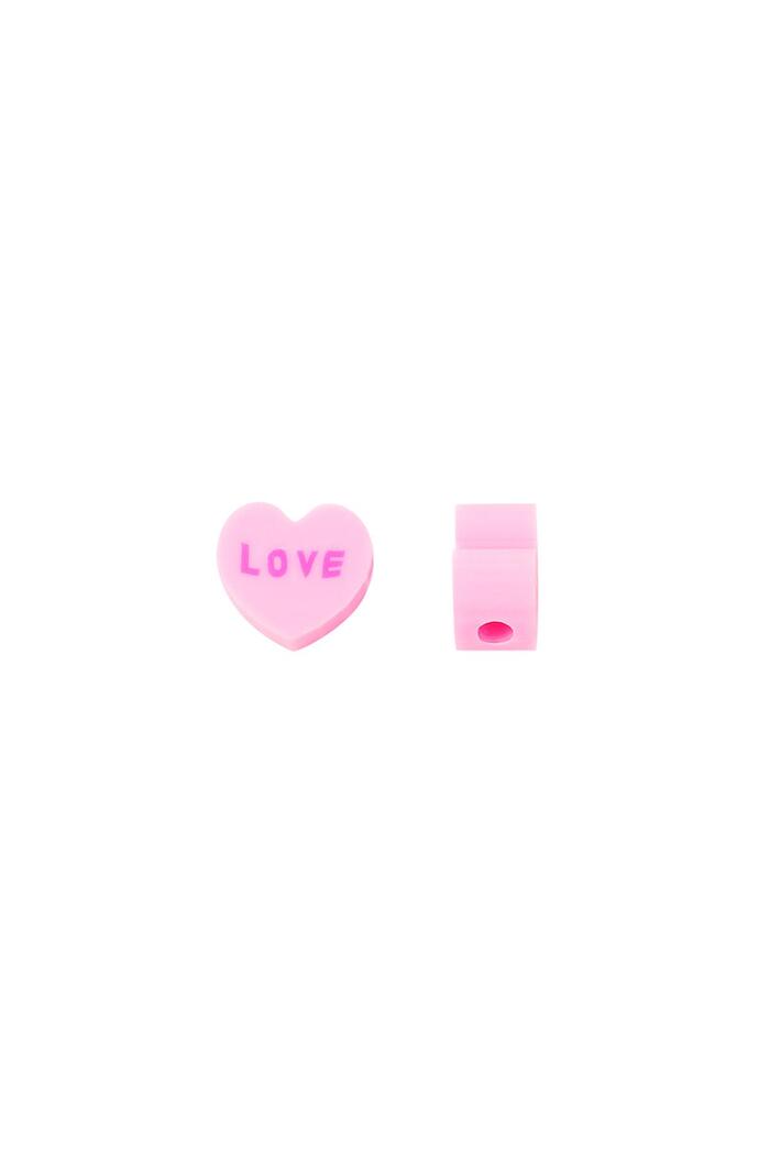 Polimer boncuklar Aşk kalpleri Pink polymer clay 