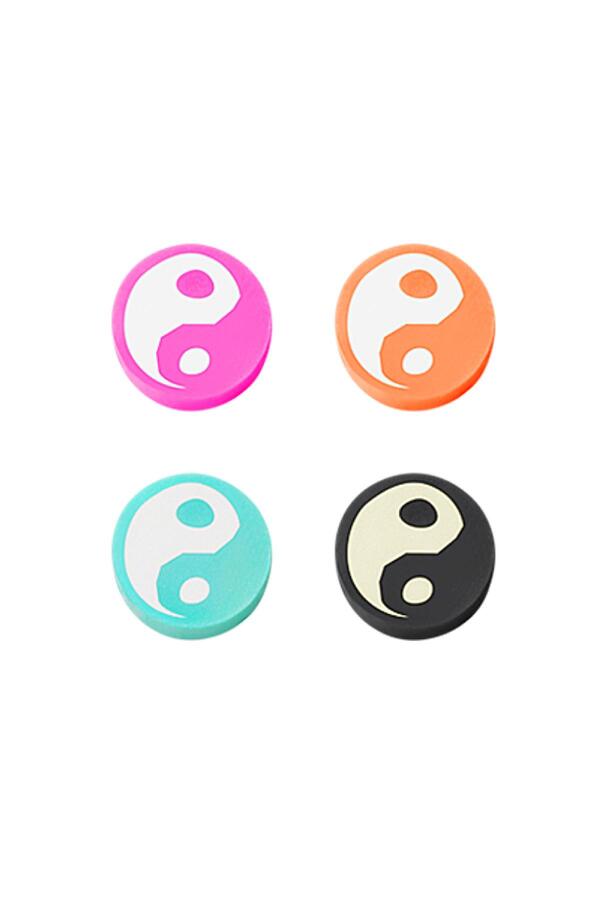 Abalorios de polímero yin y yang naranja/blanco