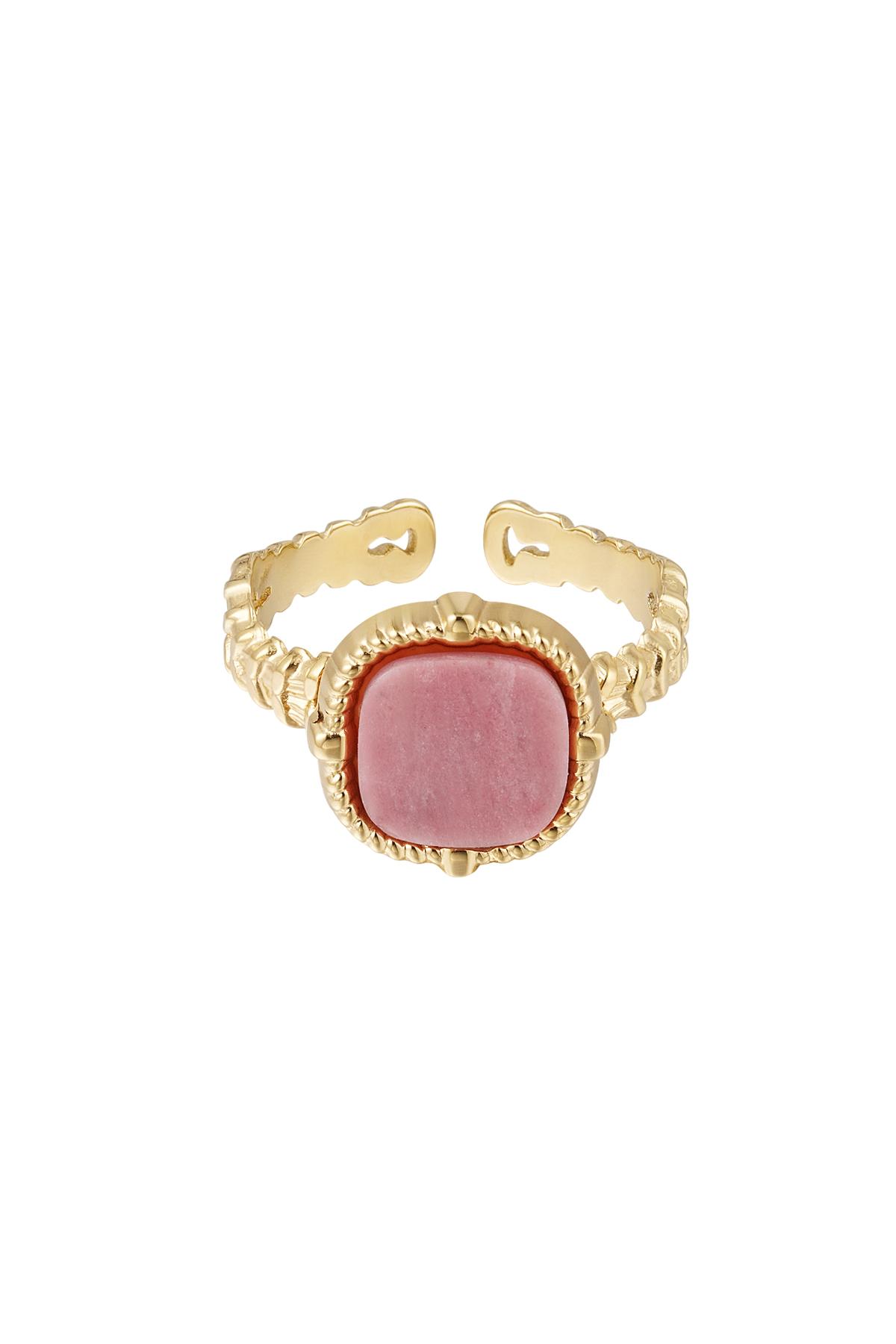 Statement ring elegant - pink - Natural stone collection Pink & Gold Stainless Steel One size h5 