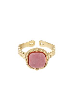 Statement ring sierlijk - roze - Natuurstenen collectie Pink & Gold Stainless Steel One size h5 