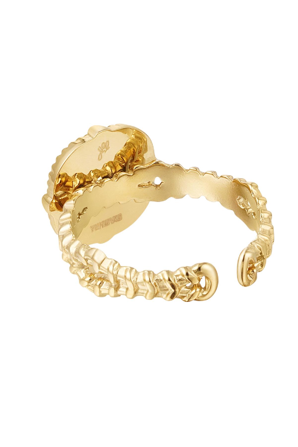 Statement-Ring elegant - beige - Natursteinkollektion Beige & Gold Edelstahl One size Bild5