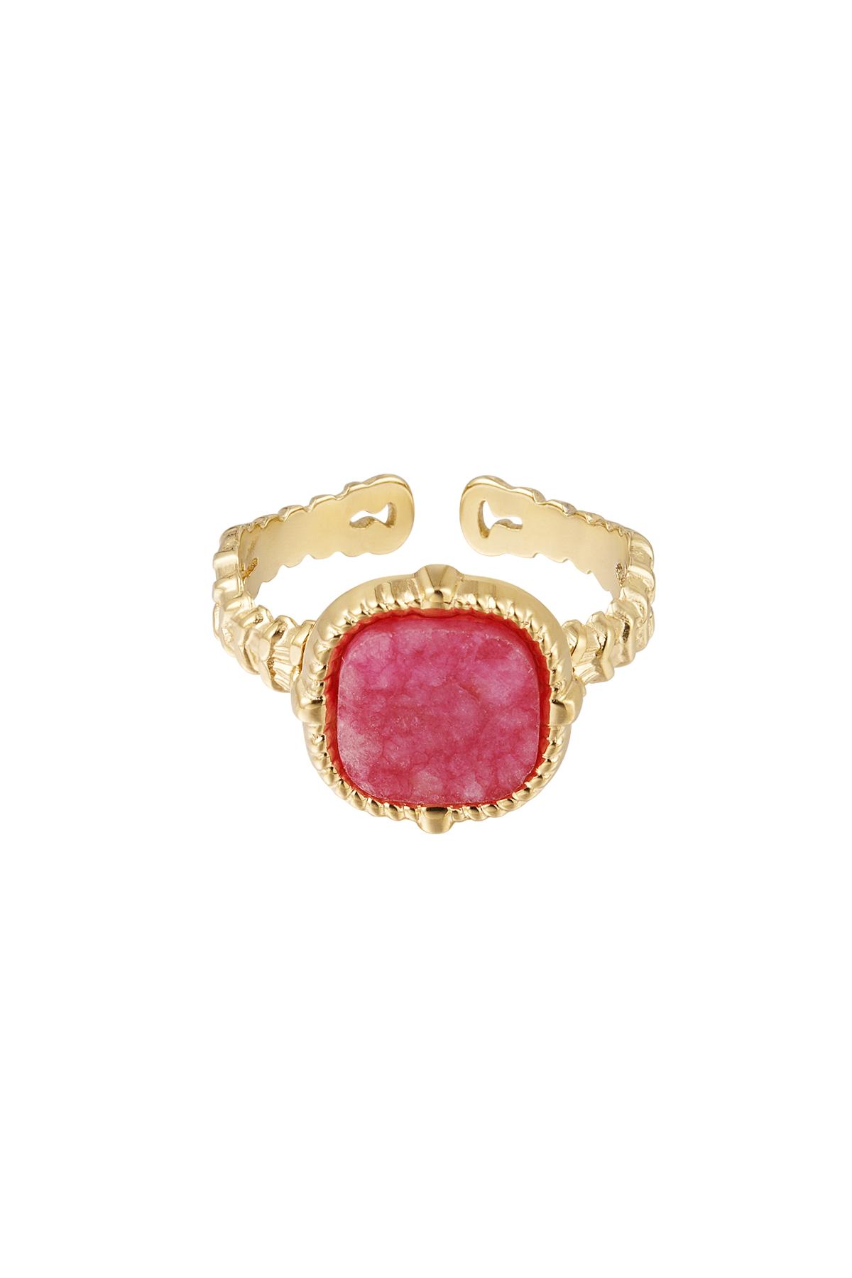 Statement ring elegant - red - Natural stone collection Fuchsia Stainless Steel One size h5 
