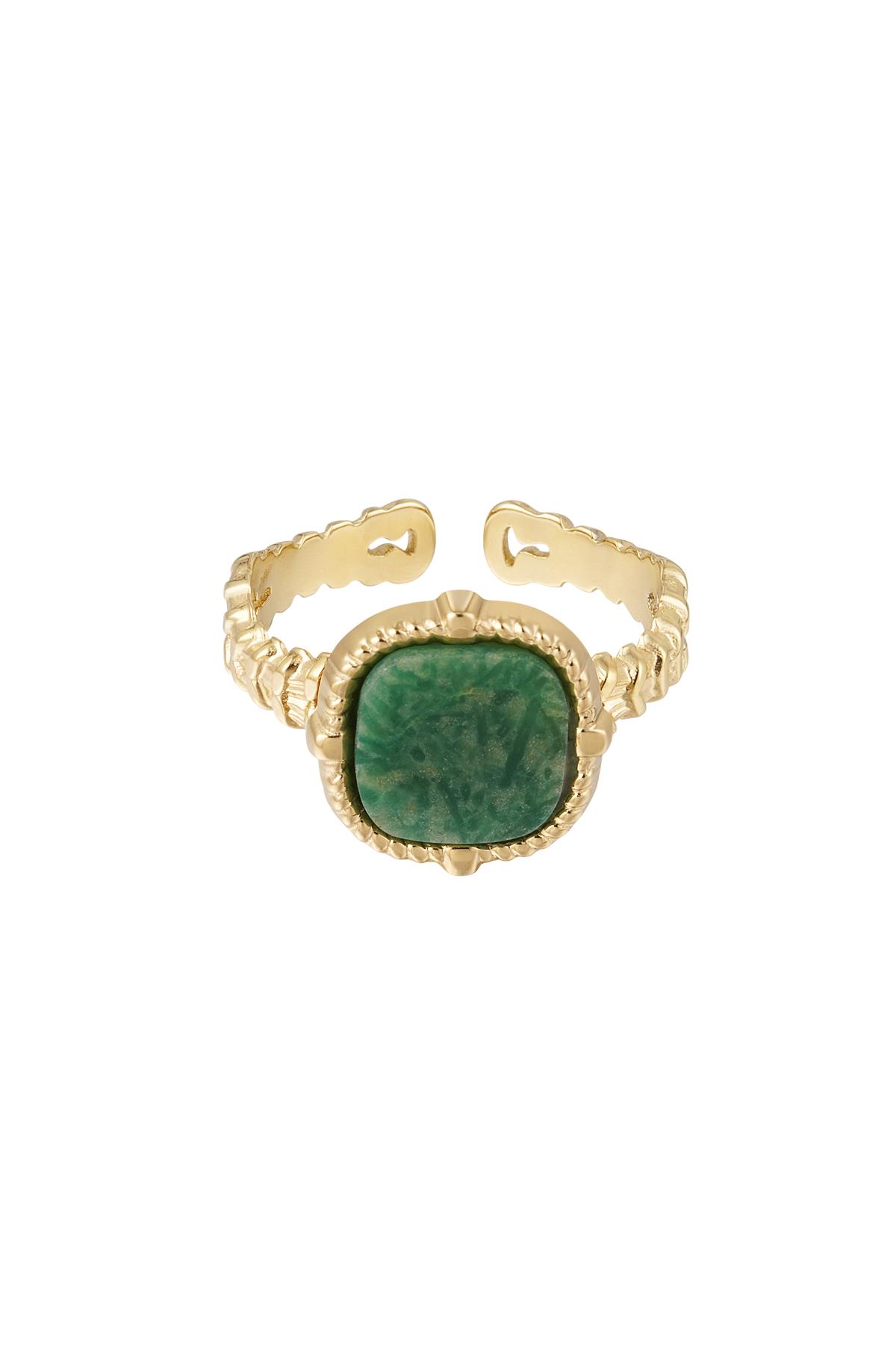 Statement-Ring elegant - grün - Natursteinkollektion Edelstahl One size