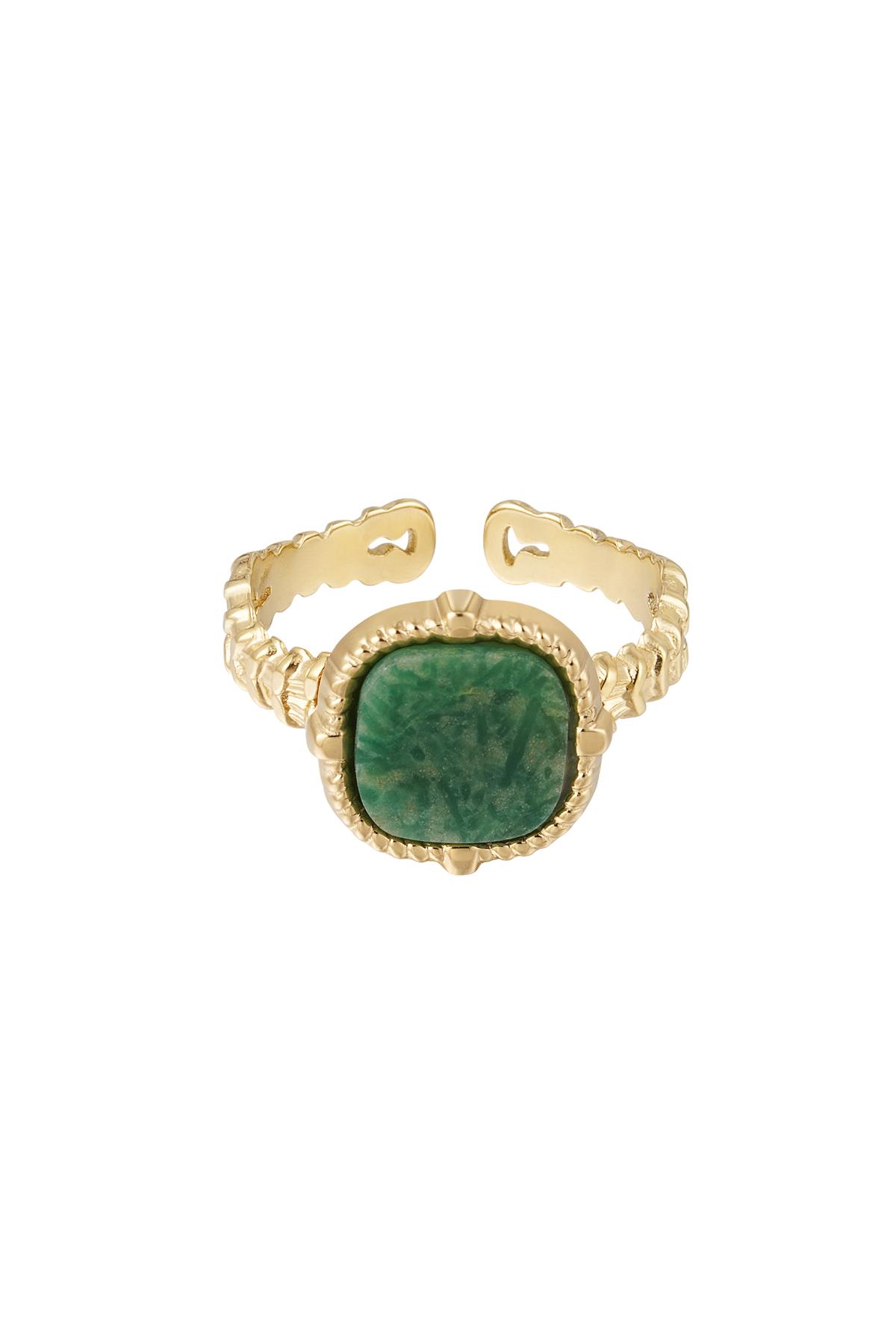 Bildiri yüzüğü zarif - yeşil - Doğal taş koleksiyonu Green Stainless Steel One size 