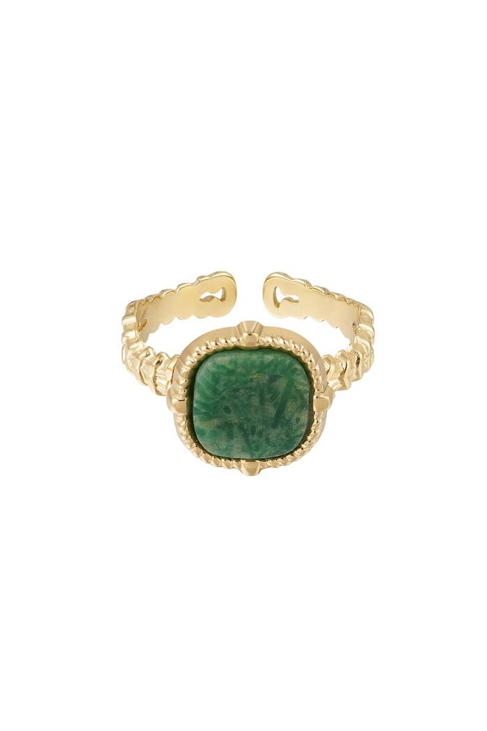 Statement ring elegant - green - Natural stone collection Stainless Steel One size 