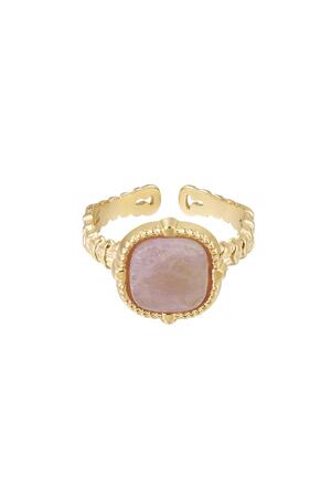 Bague tendance élégante - rose - Collection pierres naturelles Violet Acier inoxydable Taille unique h5 